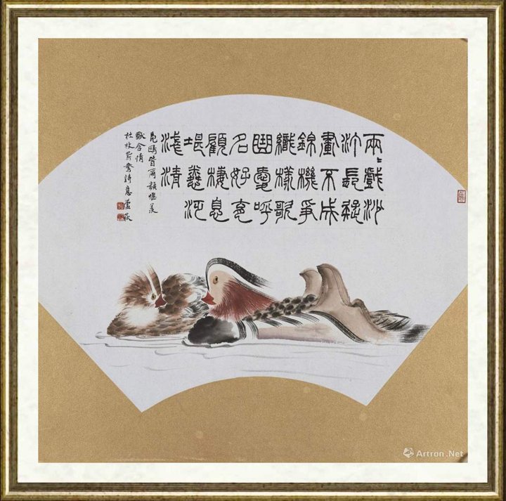 芦荻_花鸟戏水图