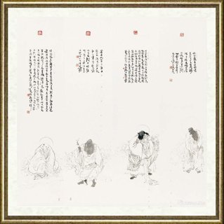 释大禅_菩萨-四条屏