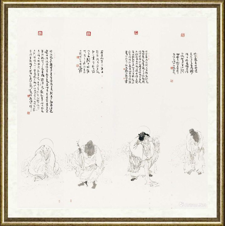 释大禅_菩萨-四条屏