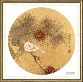 任重_金泥玉屑册页十开·松果文禽