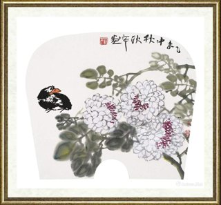 黄耿辛_花鸟扇面025