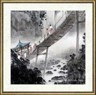 阮荣春_观瀑图局部