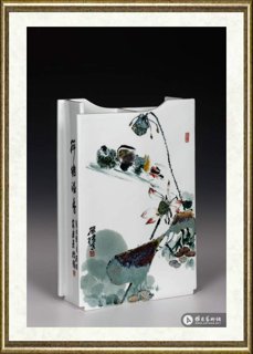 陈葆棣_高温颜色釉镶器《莲塘倩影》