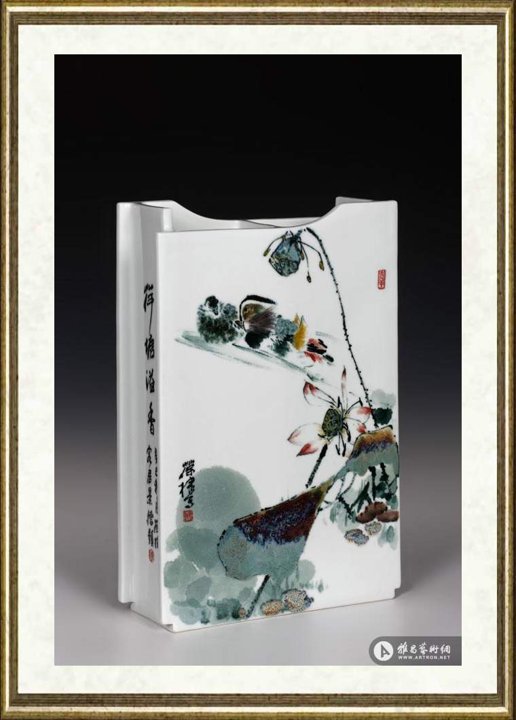 陈葆棣_高温颜色釉镶器《莲塘倩影》