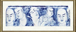 郭文光_阿罗汉青花对罐1局部