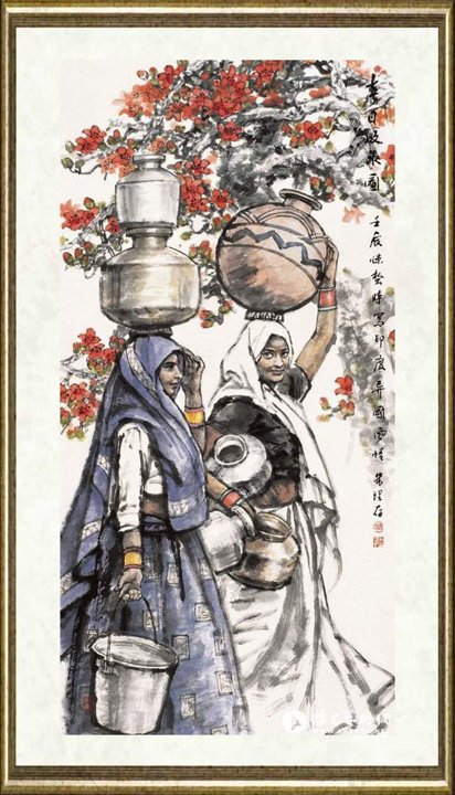 朱理存_春日汲水图